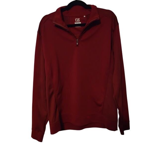 Cutter & Buck Drytek Long Sleeved Red Exercise Sweatshirt with collar  -Size: L - Picture 1 of 9